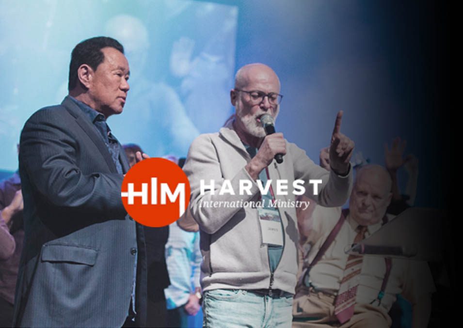 Harvest International Ministry event with Dr. Che Ahn speaking on stage